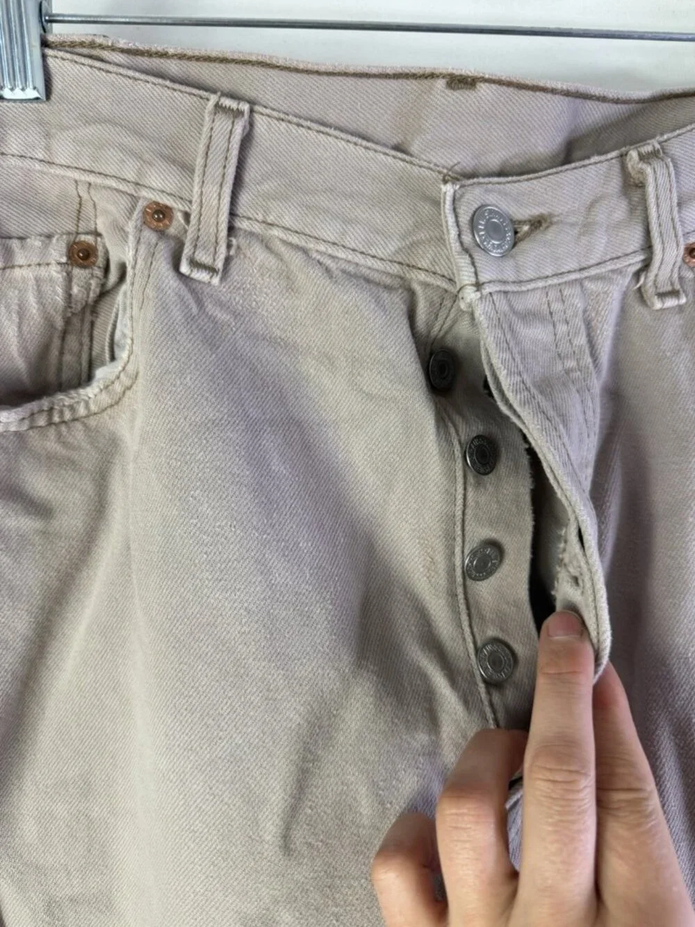 Vintage 90s Levis 501-6048 Button Fly Khaki Jeans Pants Mens 38x32 USA